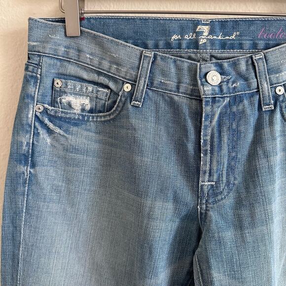 7 For All Mankind Light Wash Bootcut Jeans Distressed Size 29 - Picture 5 of 13